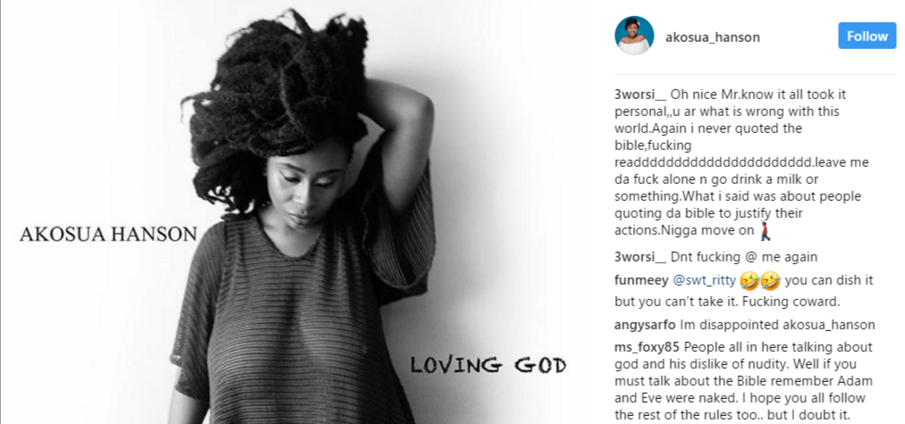 Twist! Fans lash Akosua Hanson For exposing her breasts on social media