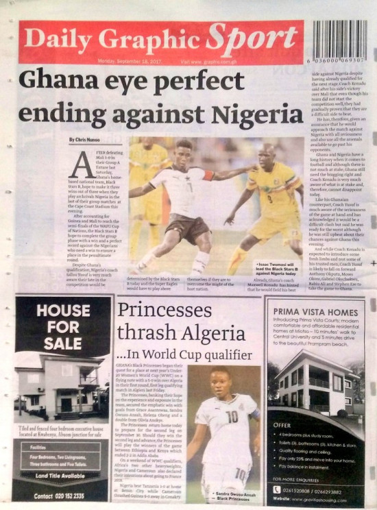 Ghanaian headlines in the newspapers today