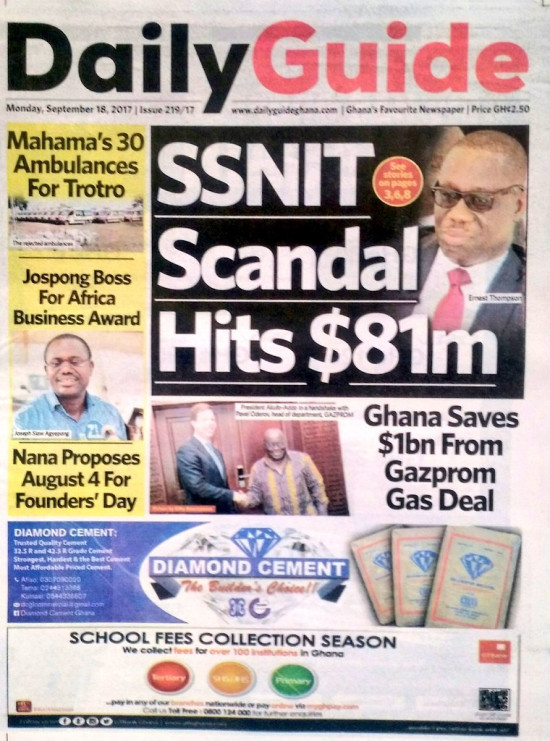 Ghanaian headlines in the newspapers today