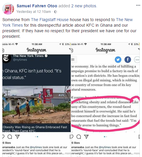 Ghanaians upset with New York Times' KFC article insulting Akufo-Addo