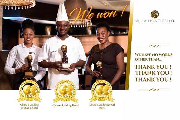 Villa Monticello Crowned Ghana's Leading Hotel by World Travel Awards