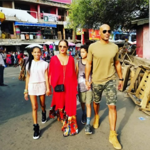 Hollywood star Boris Kodjoe visits Makola Market with wife and kids