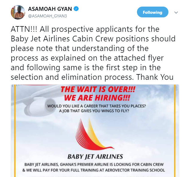 Baby Jet Airline Finally Recruiting For Vibrant Cabin Crew - Asamoah Gyan