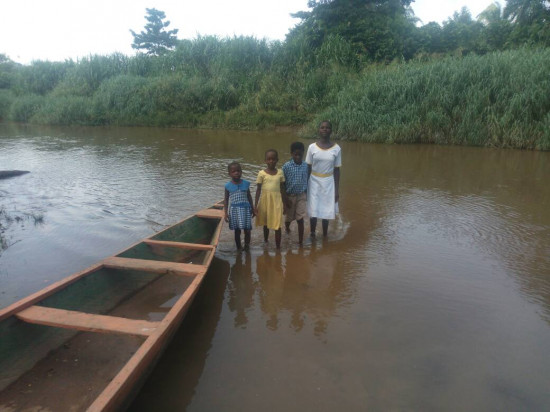 Pupils swim across Densu River to school in Eastern Region